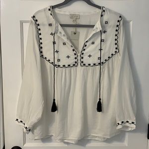 Lucky Brand Embroidered Peasant Top